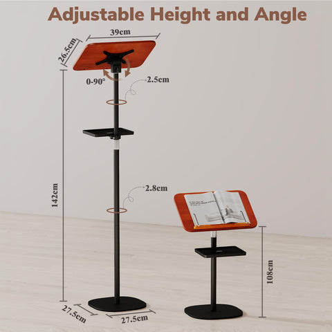 lesolar Lectern Podium Stand with Storage Tray Height Adjustable Portable Standing Desk Table Steady Book Stand with Bookmark