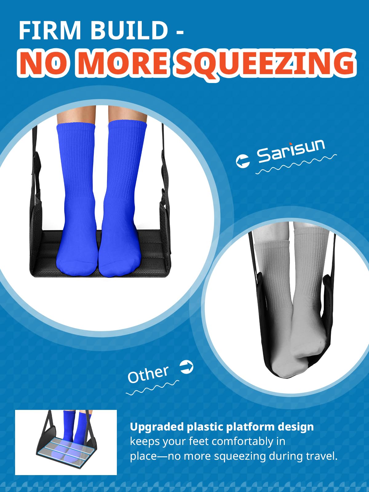 SARISUN Travel Pillow with Strap, Airplane Foot Hammock for Long Flights
