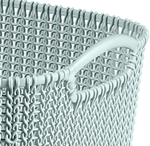 Curver Knit Effect Kitchen, Living room, Bathroom, Bedroom, Utility Large Rectangular Storage Basket 19 Litres - Misty Blue