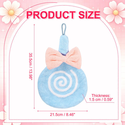 sourcing map Cute Hand Towels, Soft Coral Hanging Hand Towel with Hanging Loop, Lollipop Pattern, Highly Absorbent