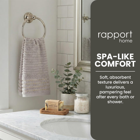 Rapport Home Linear Face Towels 2-Pack | Luxurious 100% Cotton 500gsm Soft Absorbent Face Cloths | Oeko-Tex Certified Bathroom Hand Towels