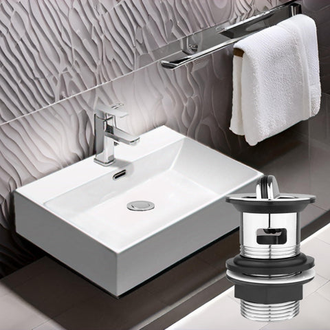 Xcel Home 1x Replacement Slotted Chrome Swivel Top Basin Waste | Brass Sink Basin Plug | Standard G 1 1/4" BSP Connection | Solid Brass Construction
