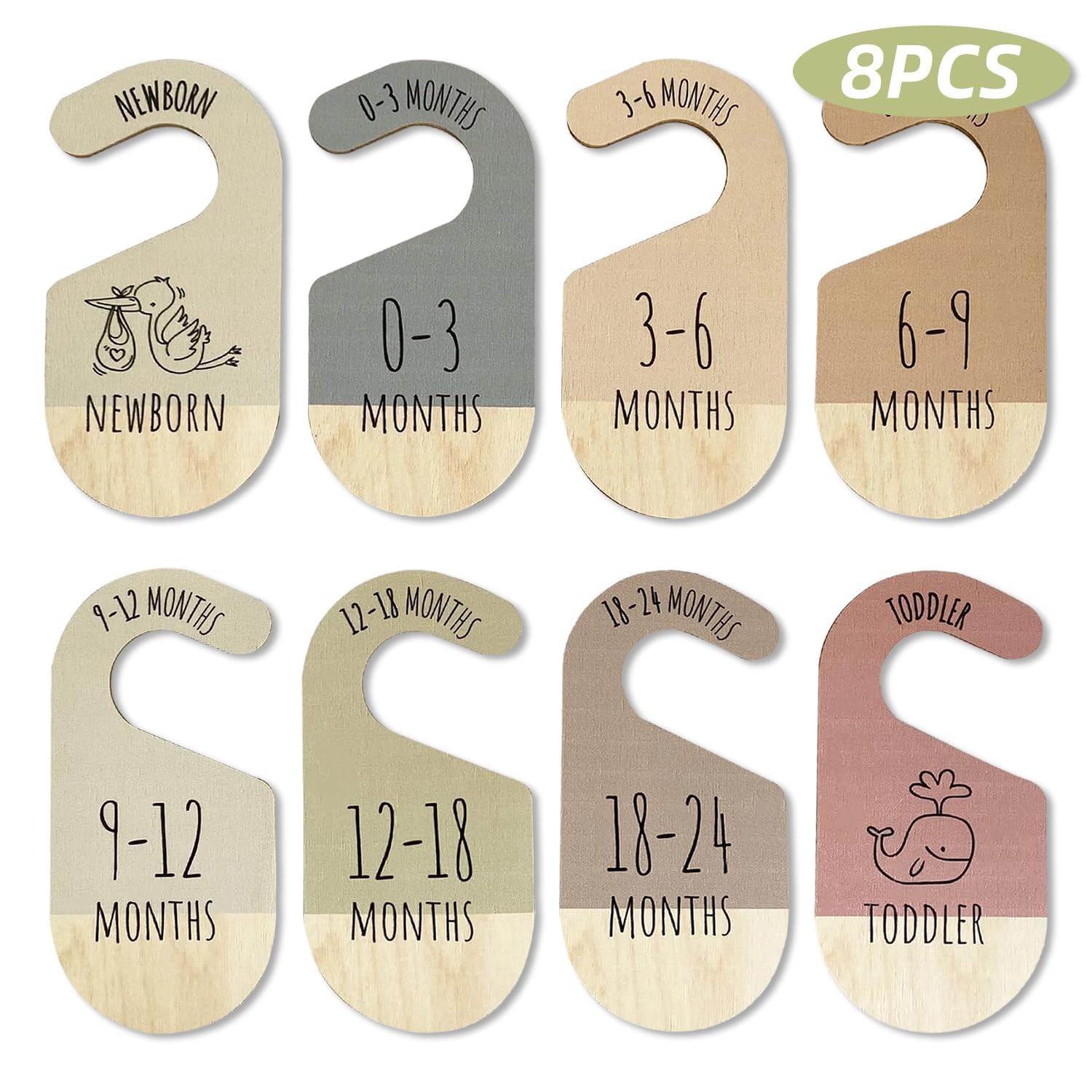 Baby Wardrobe Dividers – 8Pcs Baby Clothes Dividers,Wardrobe Age Dividers Baby, Wood Safe Wardrobe Separators