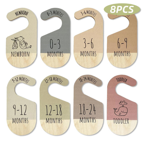 Baby Wardrobe Dividers – 8Pcs Baby Clothes Dividers,Wardrobe Age Dividers Baby, Wood Safe Wardrobe Separators