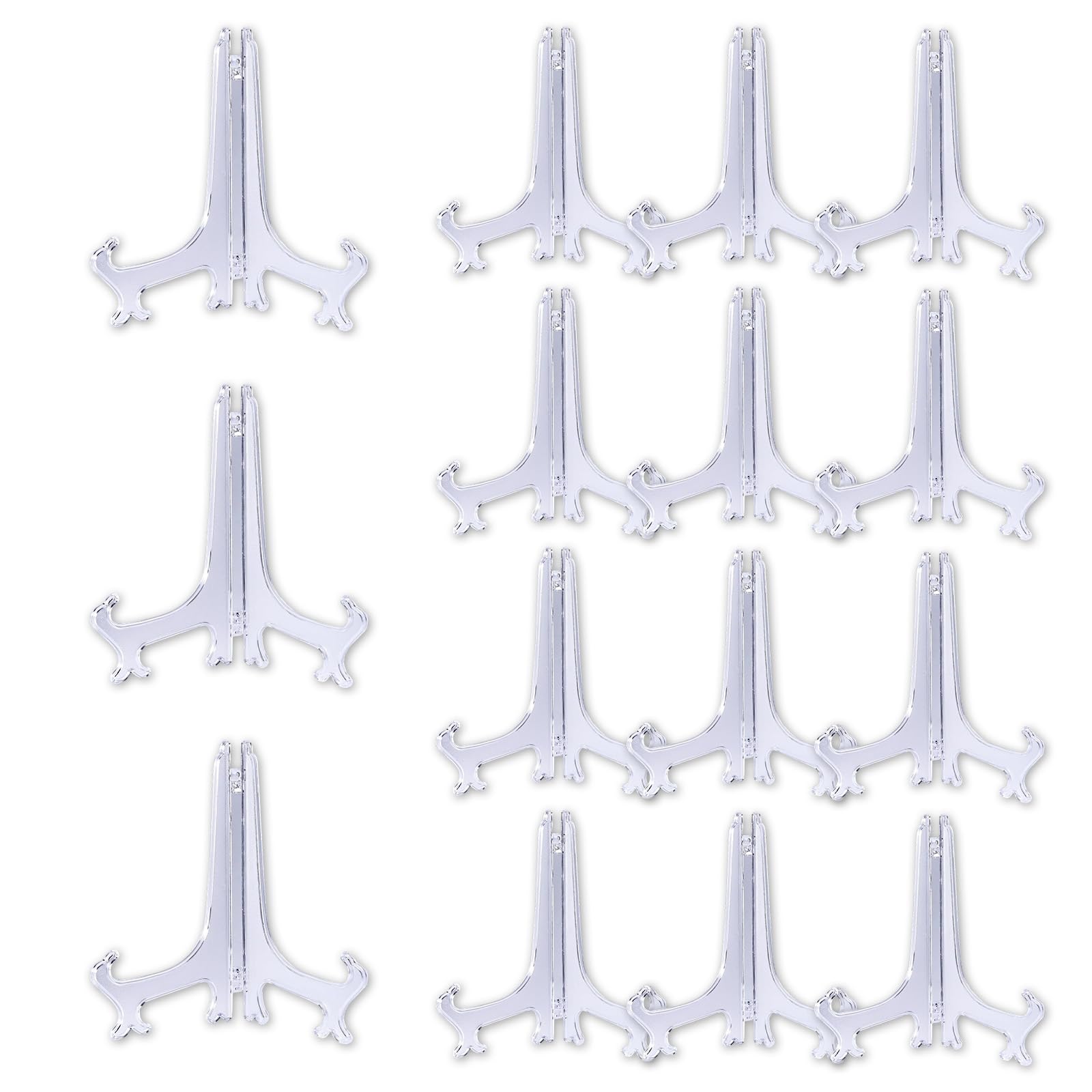 SXKJGQ 15 Pcs Plate Stand for Display, 3 Inch Plate Display Stands, Clear Acrylic Plates Holder Photos Table Numbers Home Office Decor