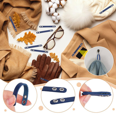 NBEADS 20 Pcs Coat Hanging Chains, Imitation Leather Bag Webbing Straps with Silver Metal Eyelets Durable Coat Loops Hanger Straps for Coats Jackets