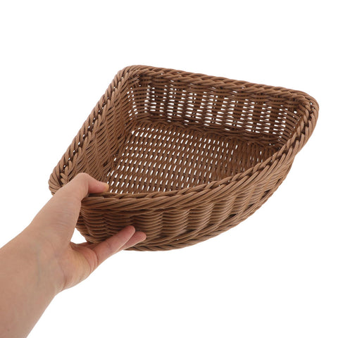 Alipis Triangular Corner Basket Handwoven Corner Storage Basket for Snacks Cosmetics and Sundries Open Shelf Storage Bin for Wardrobe Bathroom