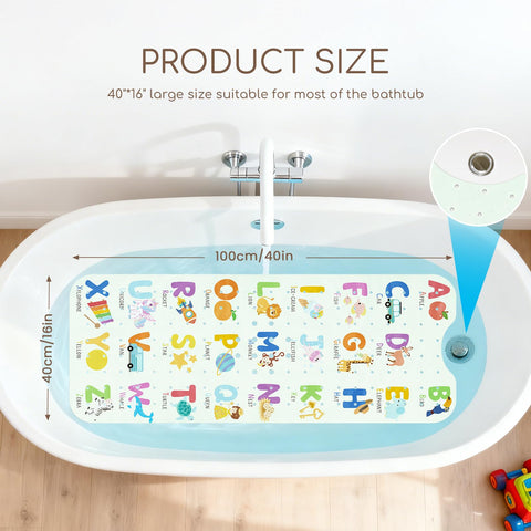 omedecal Baby Bath Mat Non Slip for Tub, 100 * 40cm, Alphabet