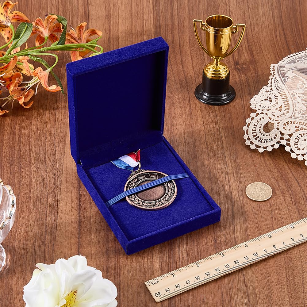 CREATCABIN Single Medal Display Storage Box Medal Display Case Velvet Medals Gift Box Rectangle Award Badge Organizer Boxes for Runners Sports