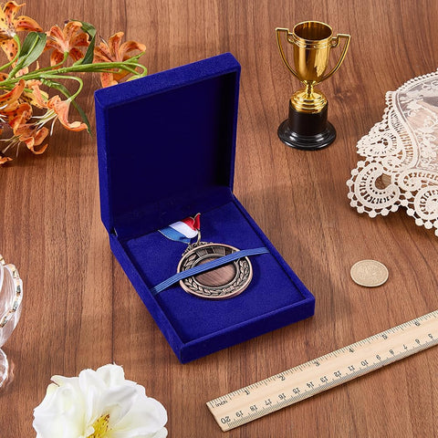 CREATCABIN Single Medal Display Storage Box Medal Display Case Velvet Medals Gift Box Rectangle Award Badge Organizer Boxes for Runners Sports