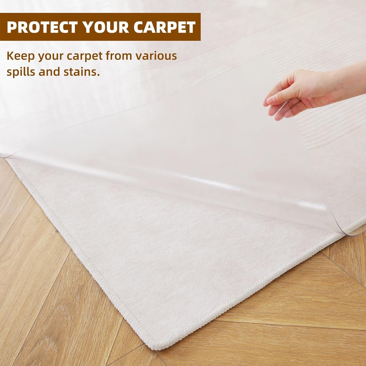 Royhom Clear PVC Chair Mat for Hard Floor - Office and Gaming Floor Protector, Transparent, 50x80cm