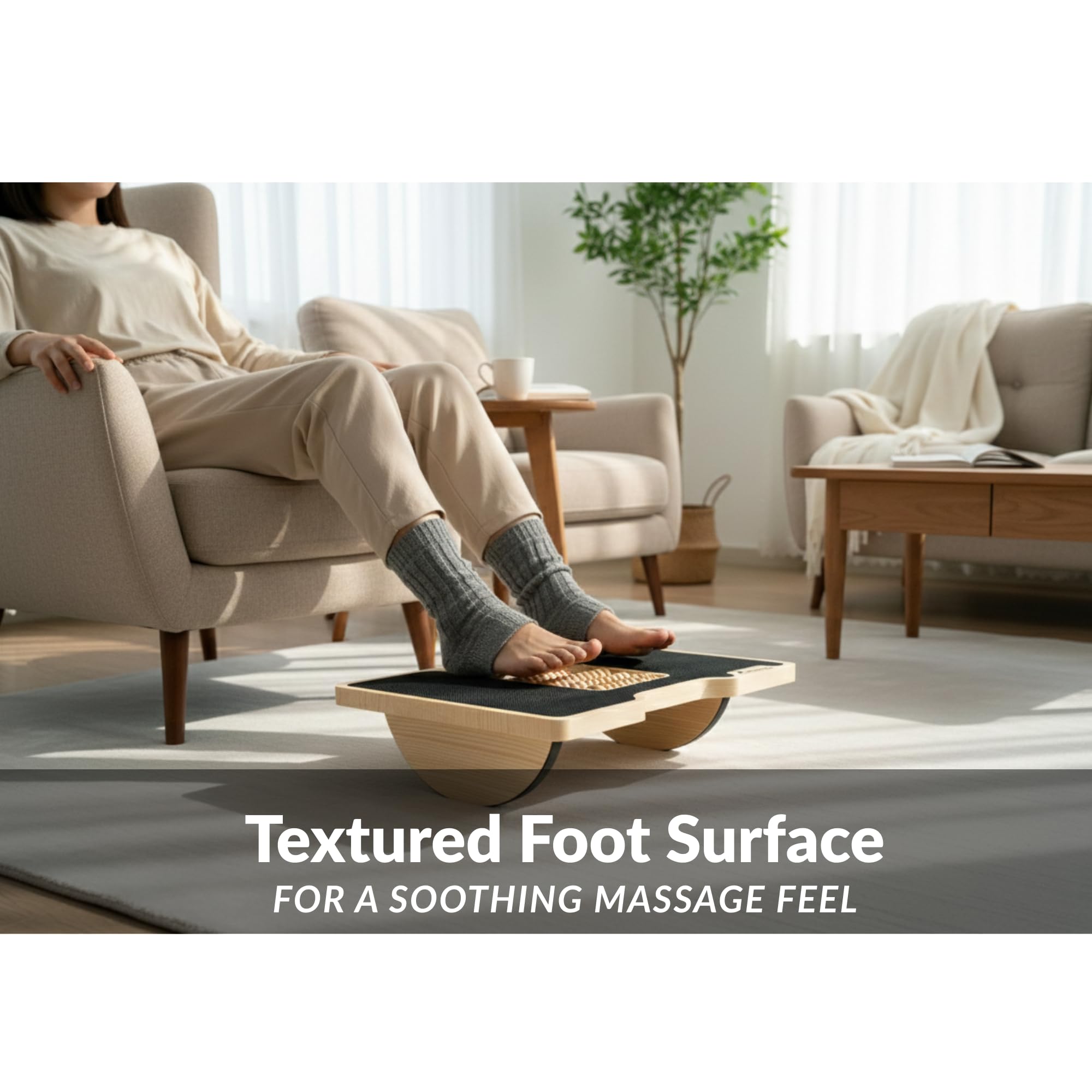 MSZERONE Ergonomic Desk Foot Rest with Soft Swinging Reflexological Massage Surface Solid Pine Wood Foldable and Portable Stylish Design Ideal for