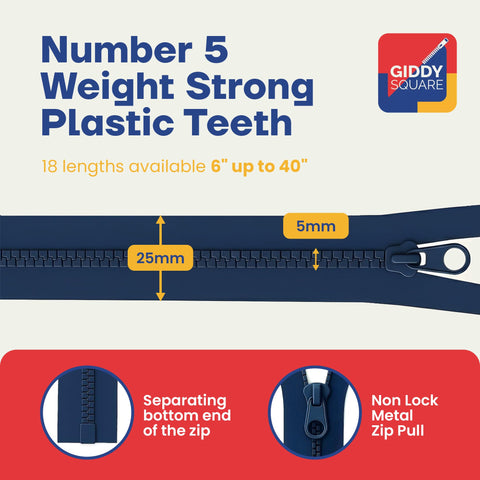 38" (96.5cm) Yellow Chunky Zip - Heavy-Duty Open-Ended Separating