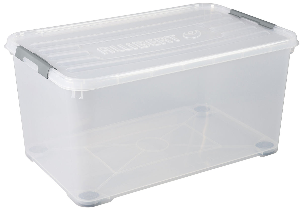 ALLIBERT Handy Box 225548 Plus Clip On Lid and Wheels Transparent Plastic 80 x 50 x 39 cm 115 l