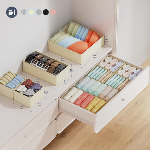 DIMJ 12 Pack Drawer Organisers Foldable Storage Box Fabric Draw Dividers