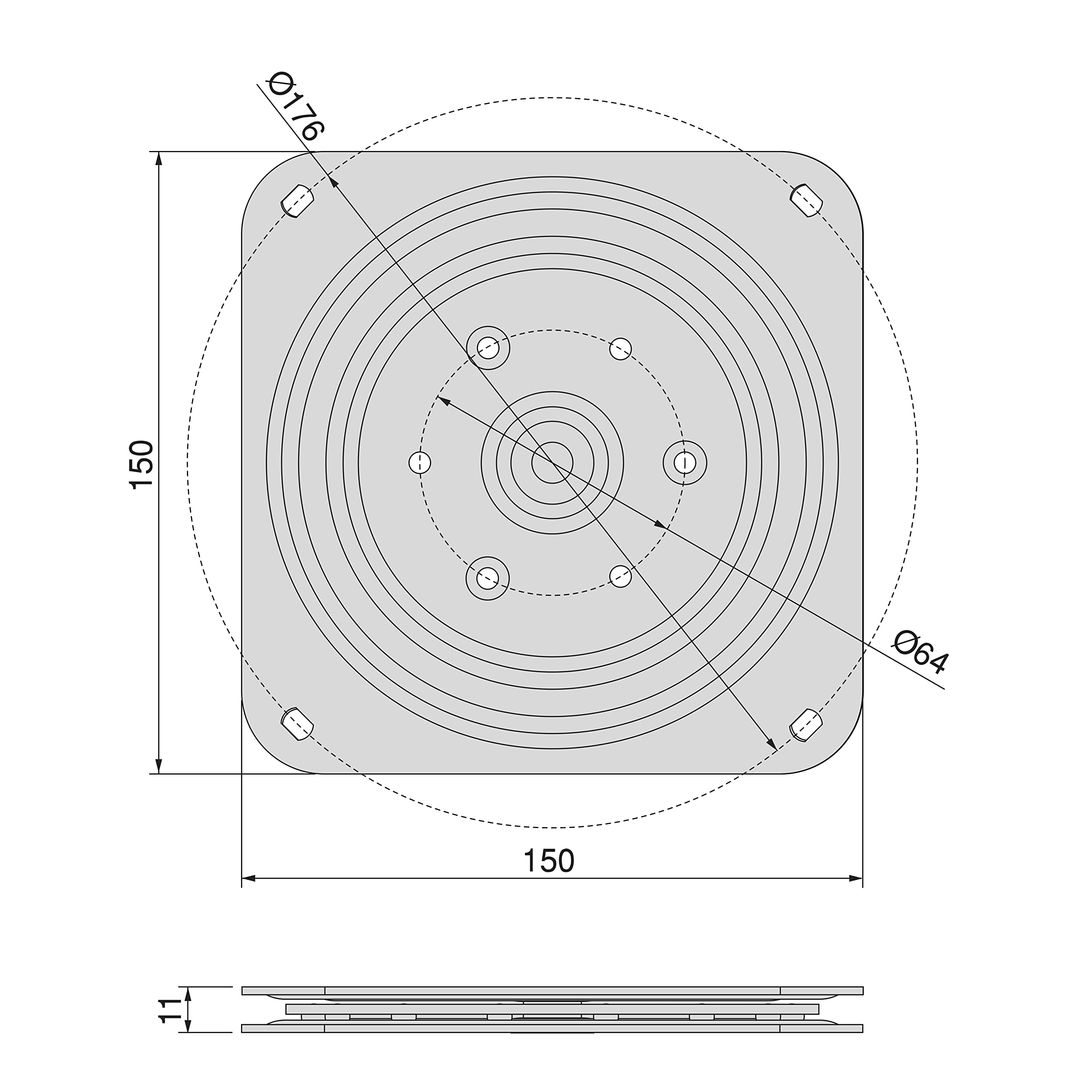 Emuca - Swivel Platform/Rotating Base of 360° for Cabinet/TV Screen, Zinc Plated, Steel