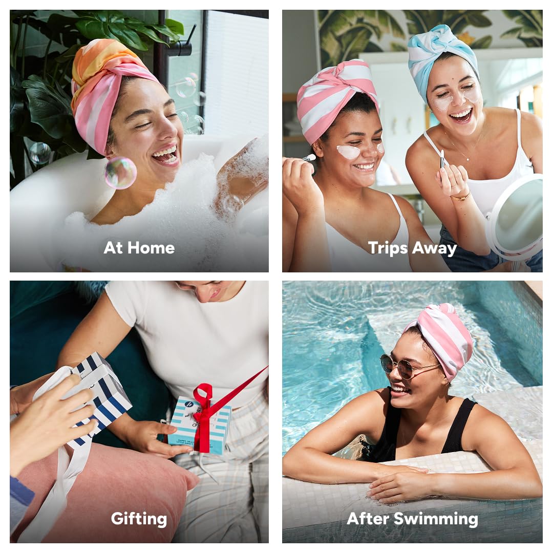 Dock & Bay Turban Hair Towel - For Home & the Beach - Super Absorbent, Quick Dry - Hot Tropics