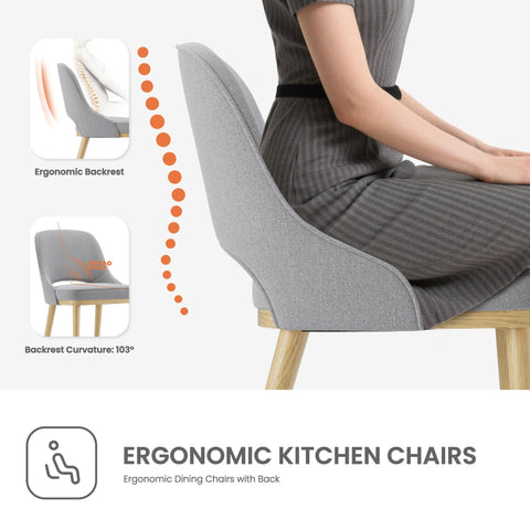 Dining Chairs Set of 4, Upholstered Dining Room Chairs with Chenille Fabric, Ergonomic Backrest, High Density Cushion & Rubber Wood Frame