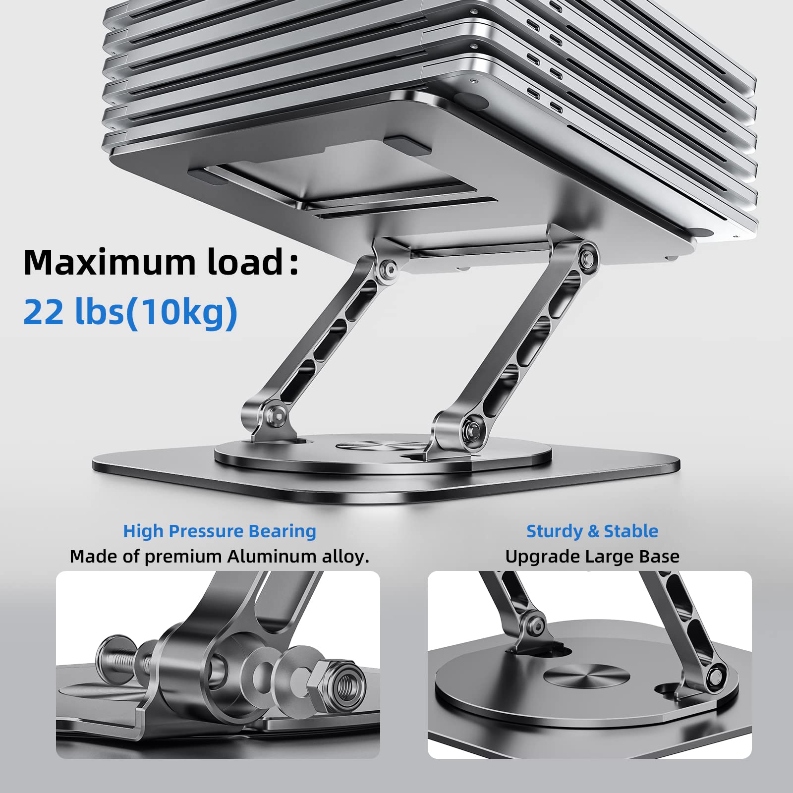 MCHOSE Laptop Stand for Desk, Ergonomic Laptop Riser with 360° Rotating Base, Aluminum Laptop Stand