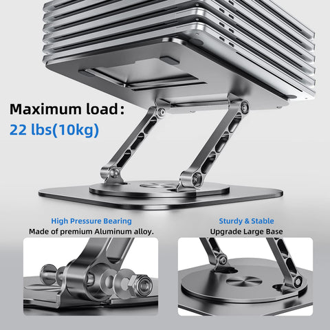 MCHOSE Laptop Stand for Desk, Ergonomic Laptop Riser with 360° Rotating Base, Aluminum Laptop Stand