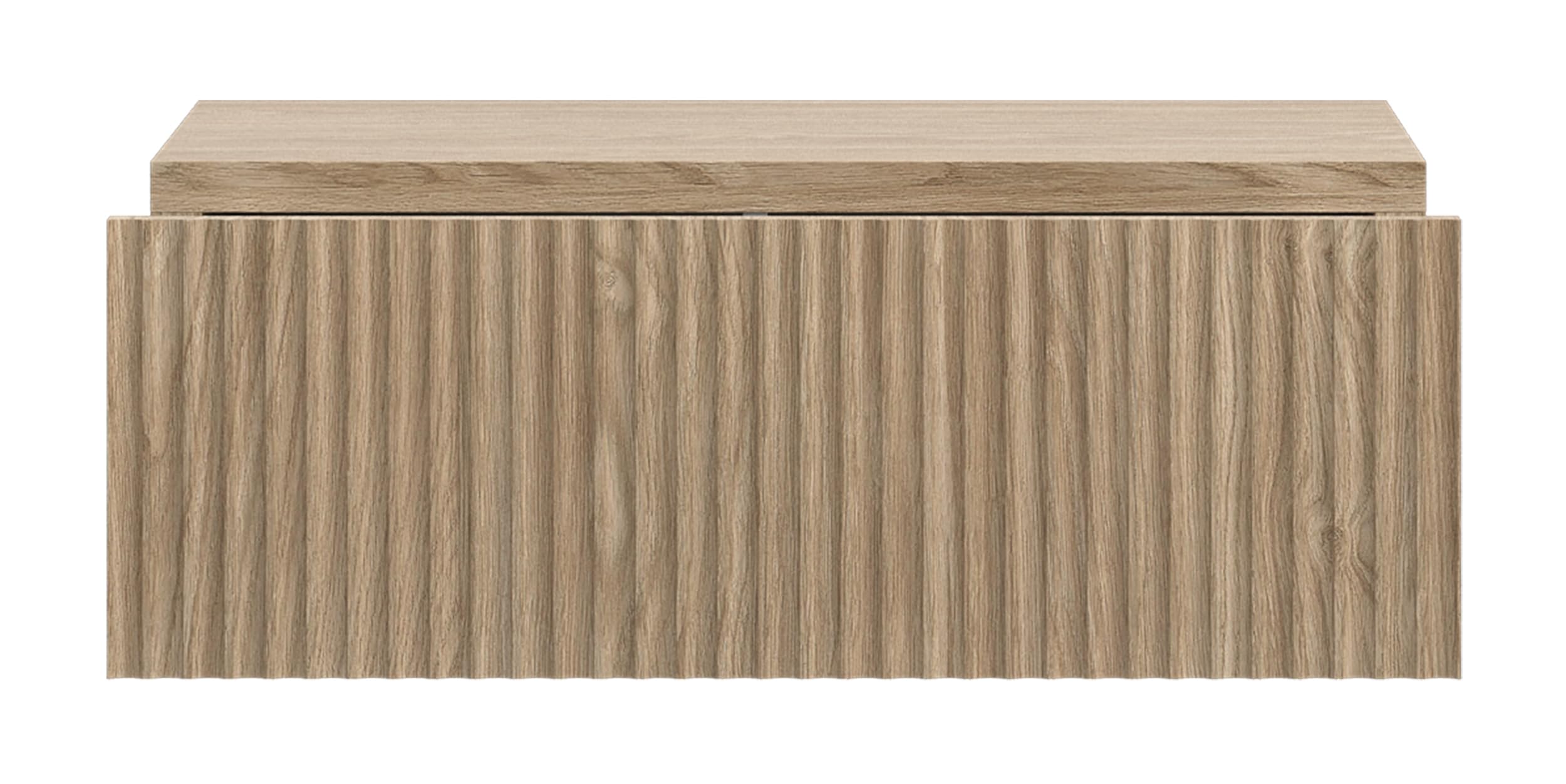 SELSEY Nolie Wall-Mounted Nightstand, Japandi Style Oak Bedside Table, 50 x 35.6 x 17 cm, Matte Finish with ABS Edging, MDF Fronts