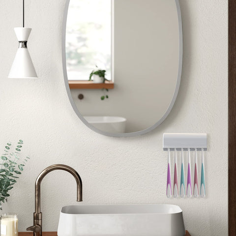 Linkidea 6 Slots Toothbrush Holder Wall Mounted, 2 Pack RV Organizer Hanger with Cover