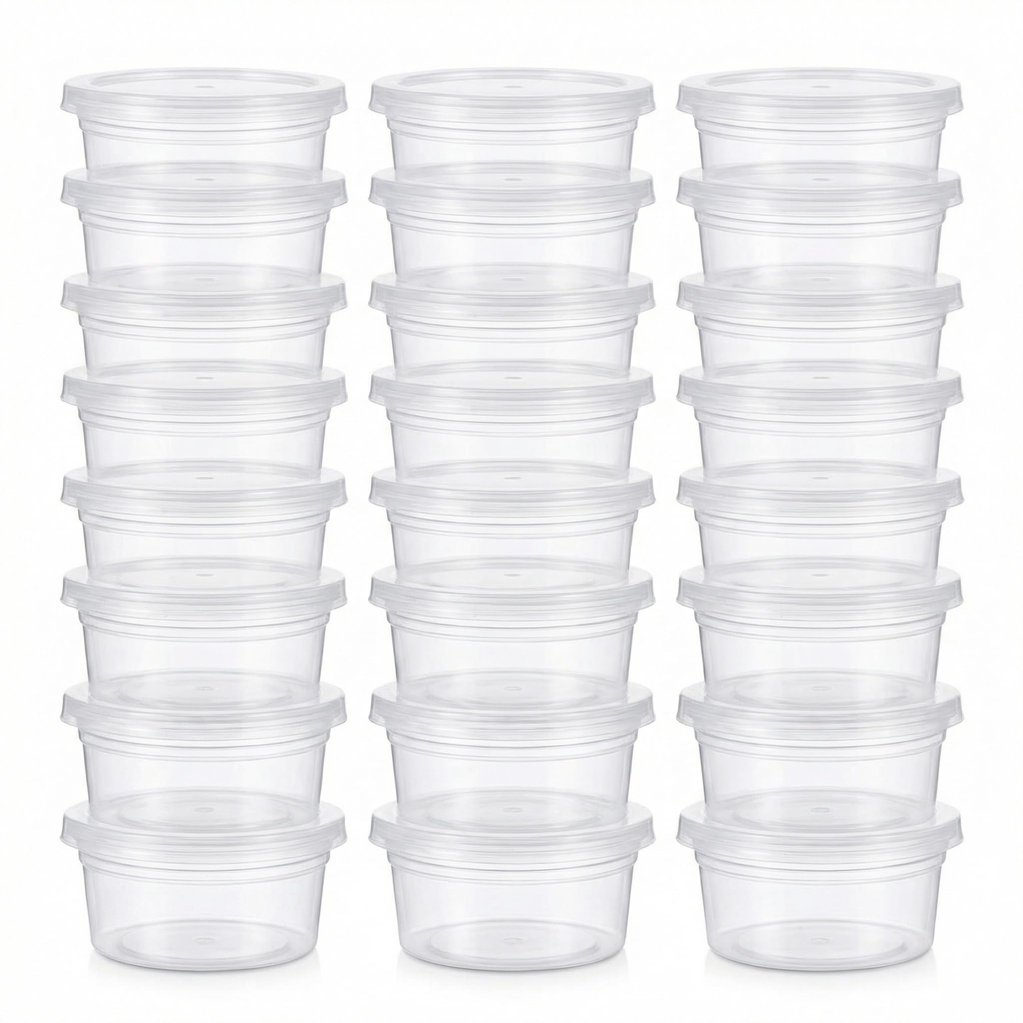 Feelava Slime Containers 24 Pack, Leakproof Clear Plastic Foam Ball Storage Cups Storage Jars Containers With Lids Slime Pots Tubs (40g)