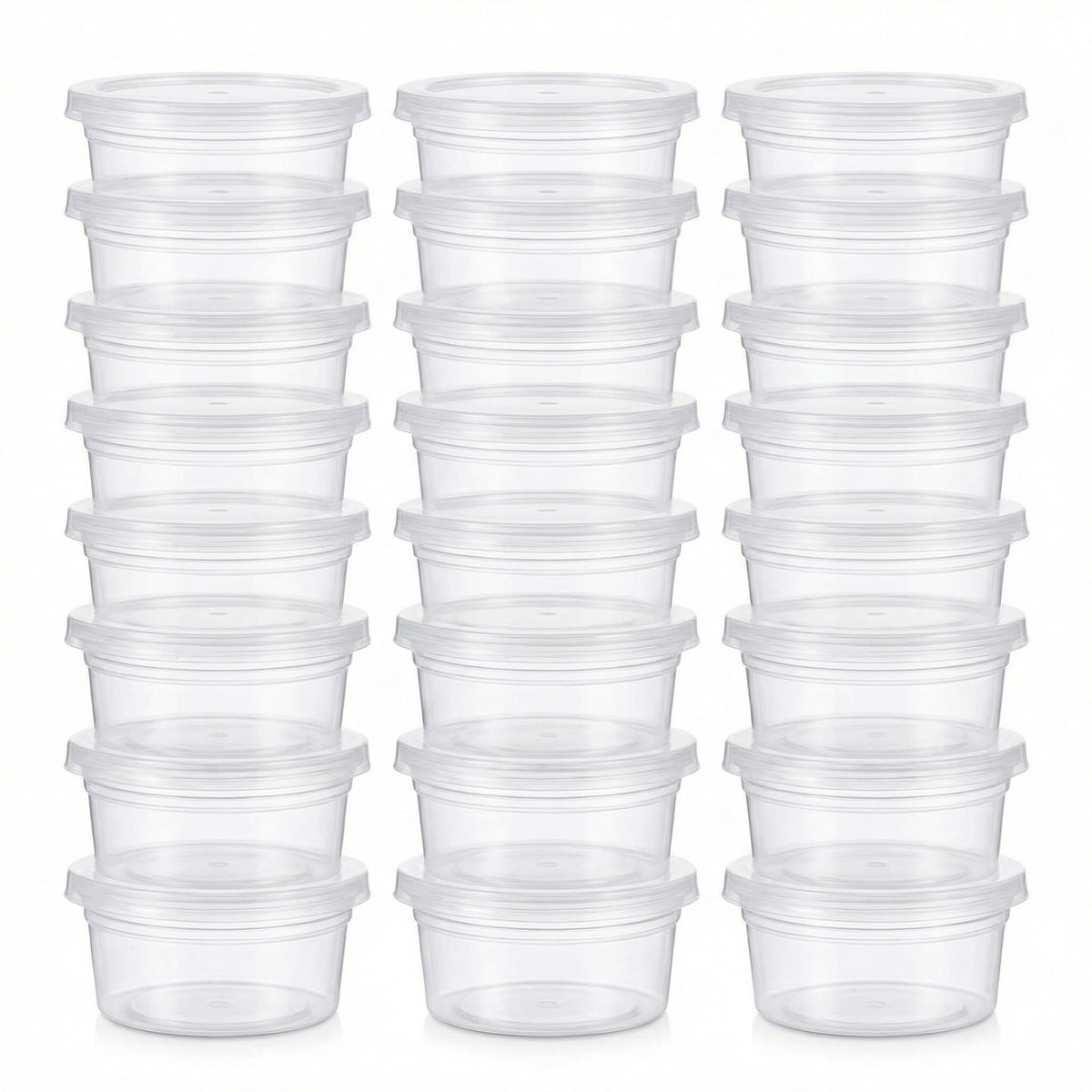 Feelava Slime Containers 24 Pack, Leakproof Clear Plastic Foam Ball Storage Cups Storage Jars Containers With Lids Slime Pots Tubs (40g)