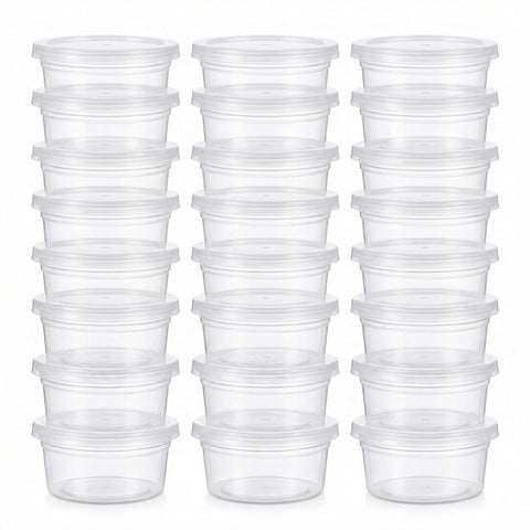 Feelava Slime Containers 24 Pack, Leakproof Clear Plastic Foam Ball Storage Cups Storage Jars Containers With Lids Slime Pots Tubs (40g)