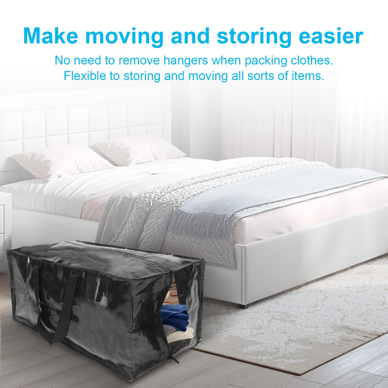 Moving Bags 2 Pack 90L Heavy Duty Extra Large Clothes Packing Boxes Black