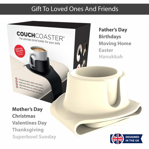 HIT PRODUCTS CouchCoaster® - Couch Armrest Cup Holder, Cool Cream