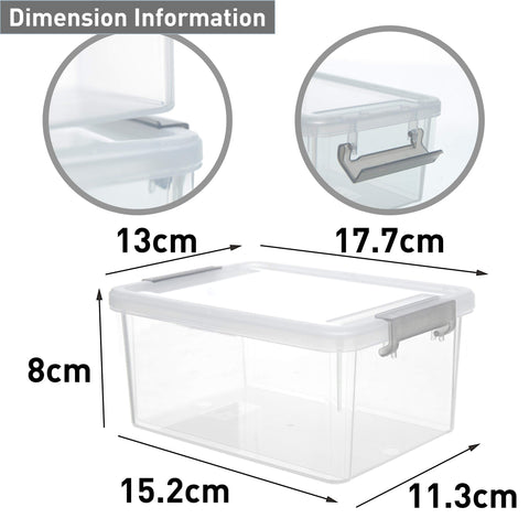 Citylife 6 Pack Plastic Storage Box Small Stackable Storage Box with Clear Storage Boxes with Handles for Kitchen Closet,17.7x13x8.2cm