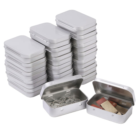 LJY Silver Hinged Metal Tins, 20 Pack, 3.7 x 2.4 x 0.9 in