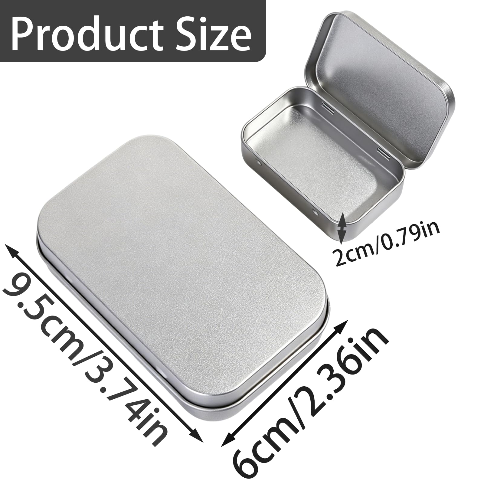 YCZARD 4Pcs Small Tins Containers, Metal Rectangular Tin Cans, Portable Empty Storage Box with Lid for Candy Key Earrings and Small Items Silver