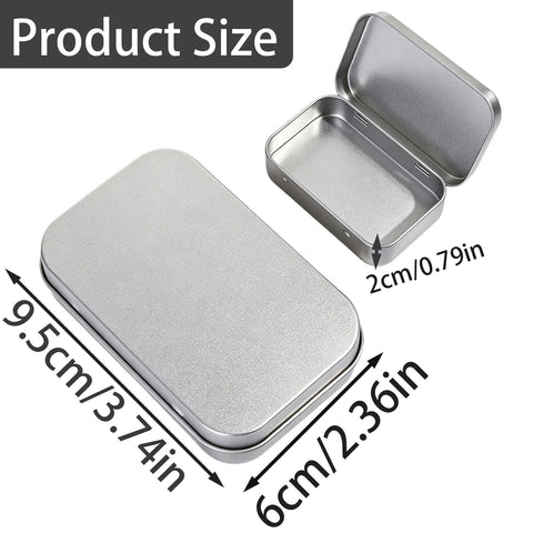 YCZARD 4Pcs Small Tins Containers, Metal Rectangular Tin Cans, Portable Empty Storage Box with Lid for Candy Key Earrings and Small Items Silver