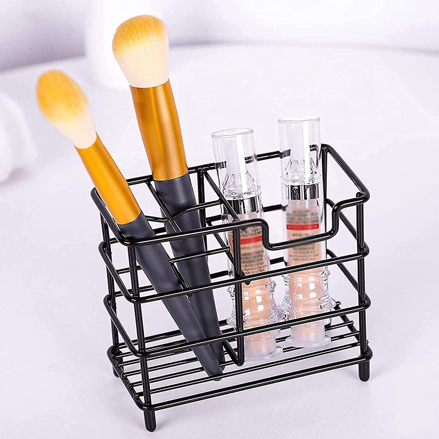 Toothbrush Holder Metal 4 Slots Ventilated Wall Mount Rack Mould-Proof Stainless Steel Stand for Electric Toothbrush Toothpaste Razor Shaver Comb