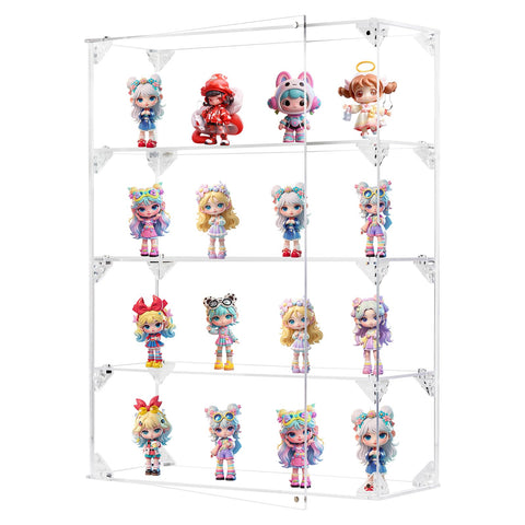 Dezzer 4 Tier Acrylic Display Case Wall Clear Cabinet for Collectibles
