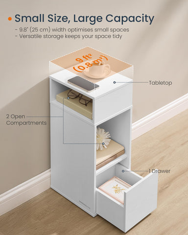 SONGMICS HOME Slim Bedside Table, Snapsemble Superfast Assembly