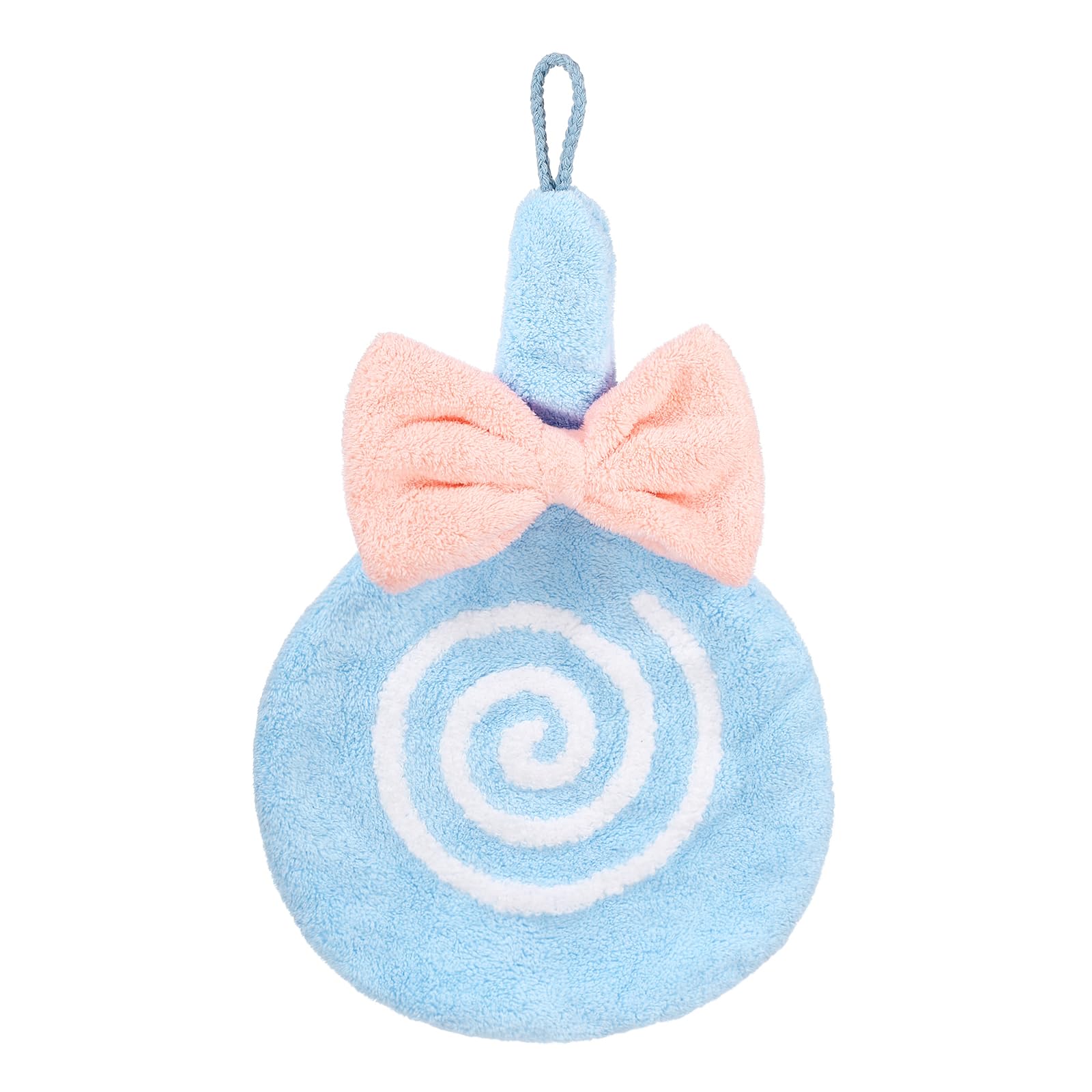 sourcing map Cute Hand Towels, Soft Coral Hanging Hand Towel with Hanging Loop, Lollipop Pattern, Highly Absorbent