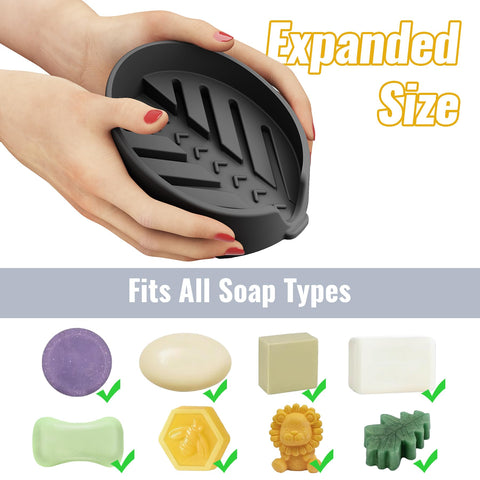 NiHome Silicone Soap Dish with High-Efficiency Drainage for Bathroom & Kitchen, Enlarged Holder Fits Various Soaps and Cleaning Supplies