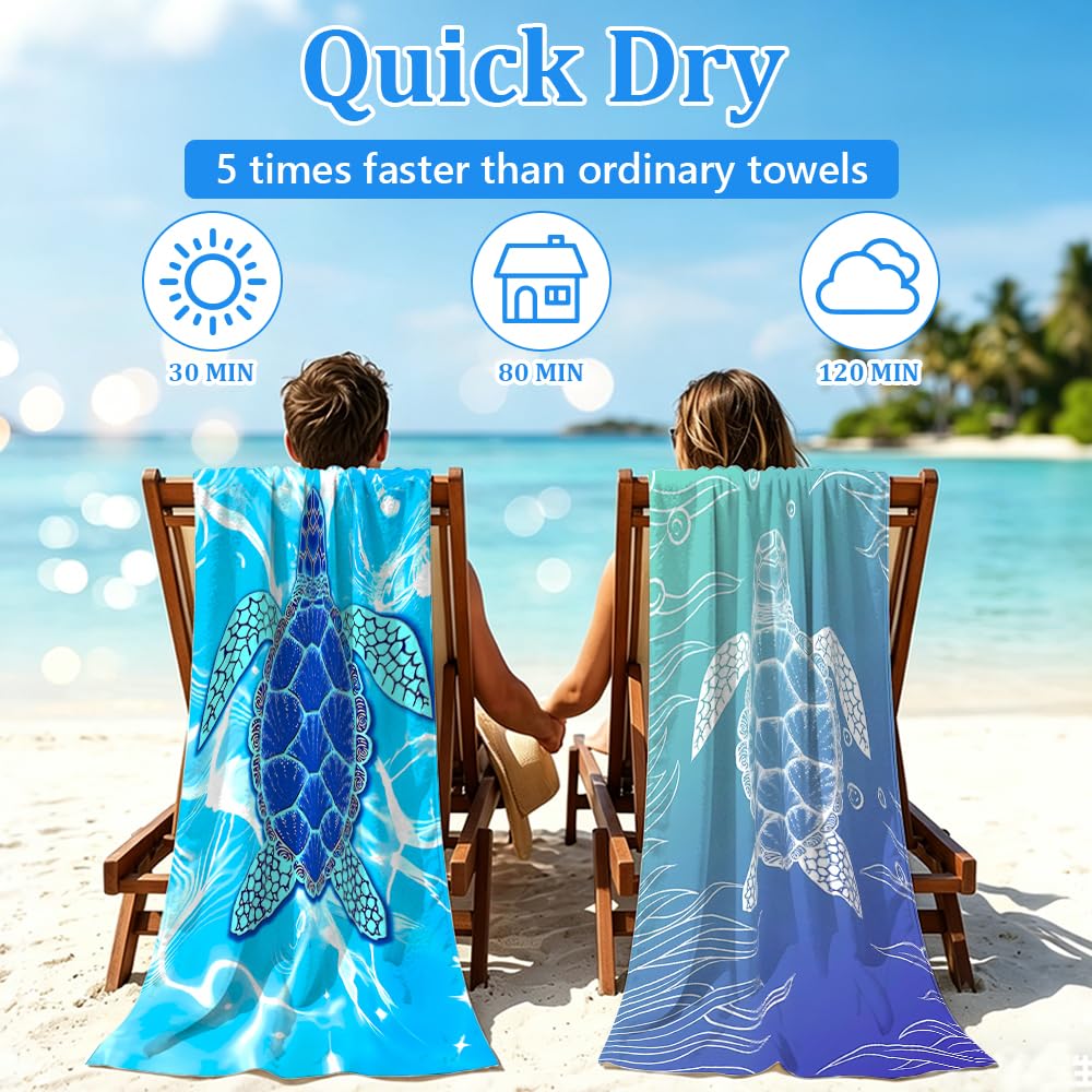 Jonuin 2 Pack Microfibre Beach Towels for Adults, 180 × 90 cm Extra Large Microfibre Beach Towel with Double Side Print, Quick Dry Towel