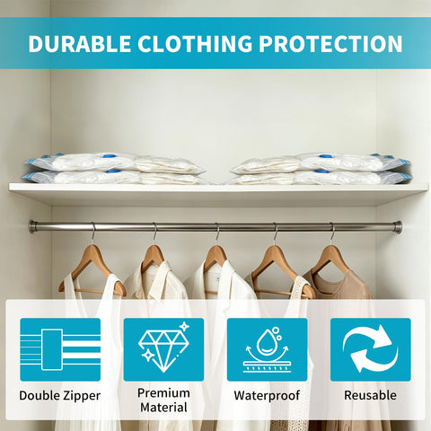 Vacuum Storage Bags with Electric Pump,20 Pack Vacuum Pack Bags for Clothes,Save 80% Space for Travel Luggage&Home Organization,Vacuum Compression