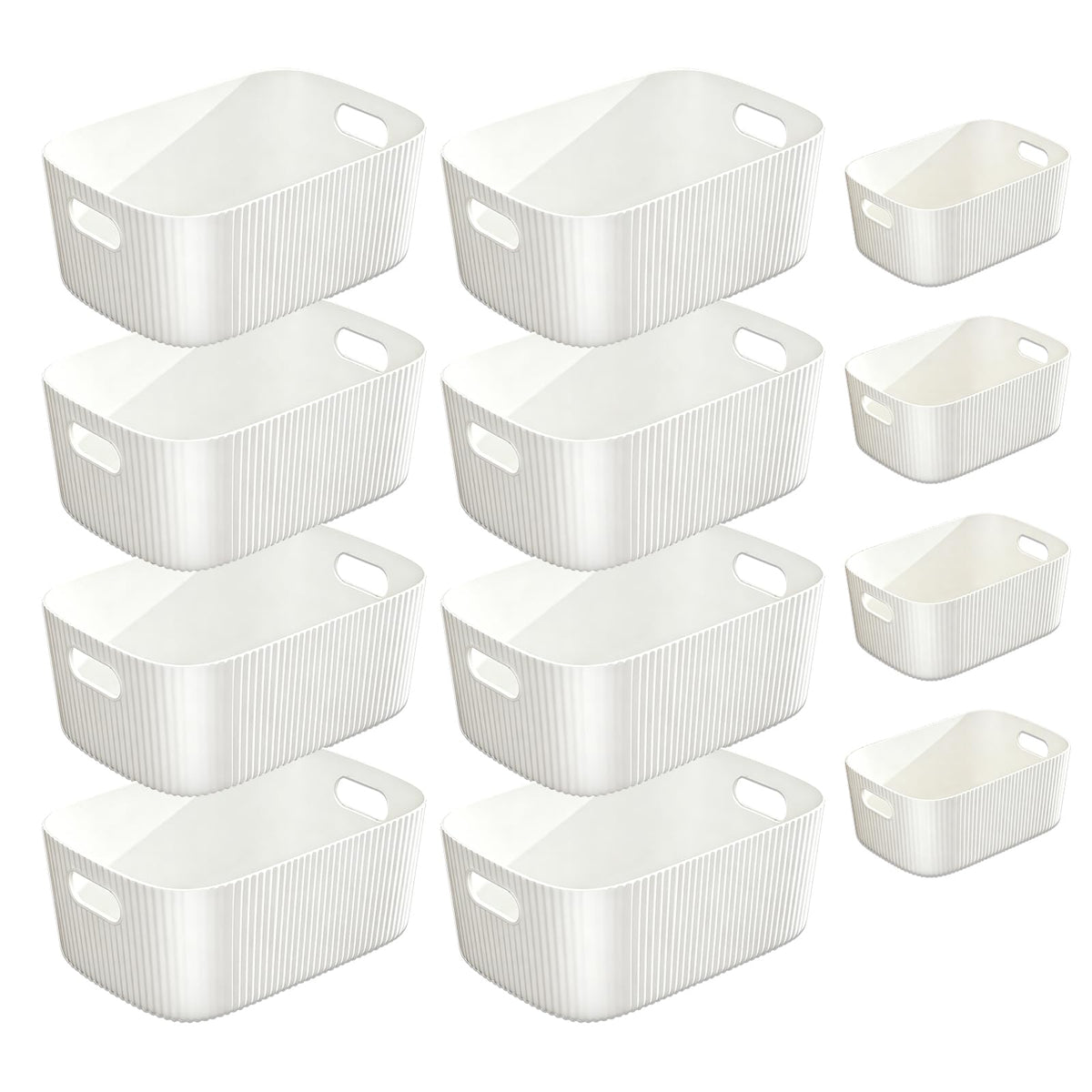 GAOHAN 12PCS Plastic Storage Boxes with Handles,Medium Storage Baskets Set