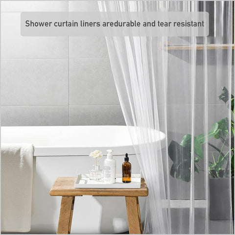 ECO Mould Proof Shower Curtain 180x180cm, Solid Grey-Blue PEVA Waterproof Heavy Duty With 3 Magnets, 12 Plastic Hooks