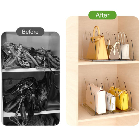 ANTOWIN 2 Pack Purse Stand Holder for Handbags, Transparent Bag Holder, Adjustable Wide with Non-Slip Base for Closet Organization, Bag Display