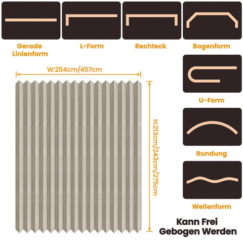 JILRON Divider Curtain, Room Divider, Ceiling Panel Mounted - 100% Full Protection, Clean Look for Room Separation in Bedroom, Storage Room