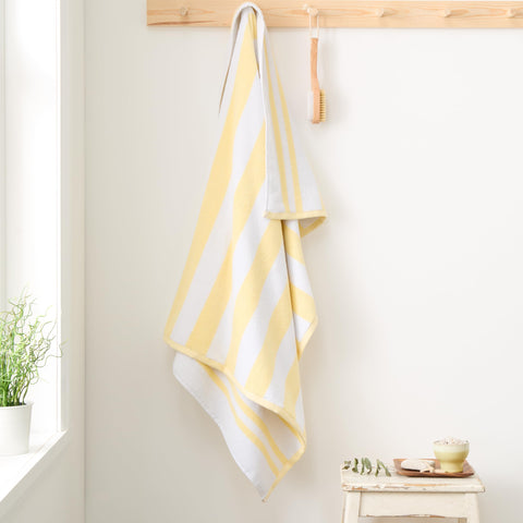 Bianca Reversible Stripe 70x127cm Cotton Jacquard Bath Towel Yellow