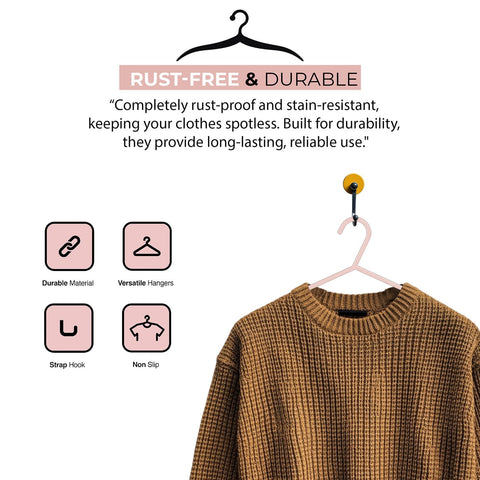 Roe Tenpo Coat Hangers, Pink | Adult Plastic Clothes Hangers for Clothes | Durable & Lightweight | Non-Slip, Space-Saving Design for Shirts, Jackets