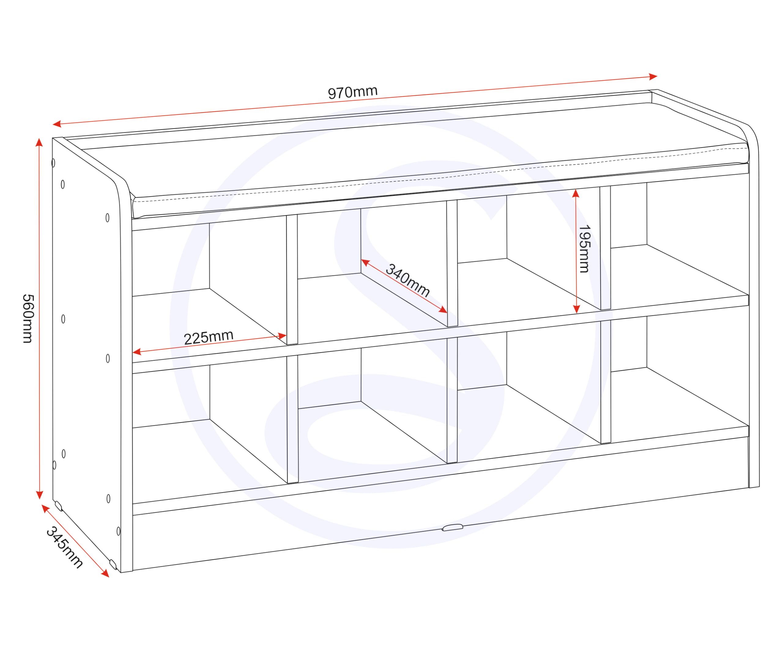 Seconique Portland Shoe Bench in White/Steel Fabric