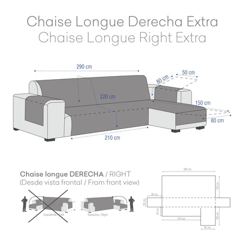 Eysa Valkiria Chaise Longue 290 cm Right Front View Colour 06
